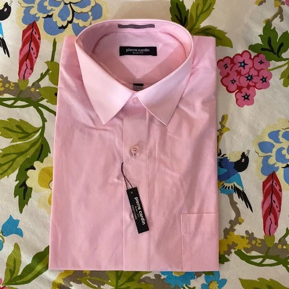 slim fit dress slacks Men's Slim Fit Pink Dress Shirt Size N3 main image 0
